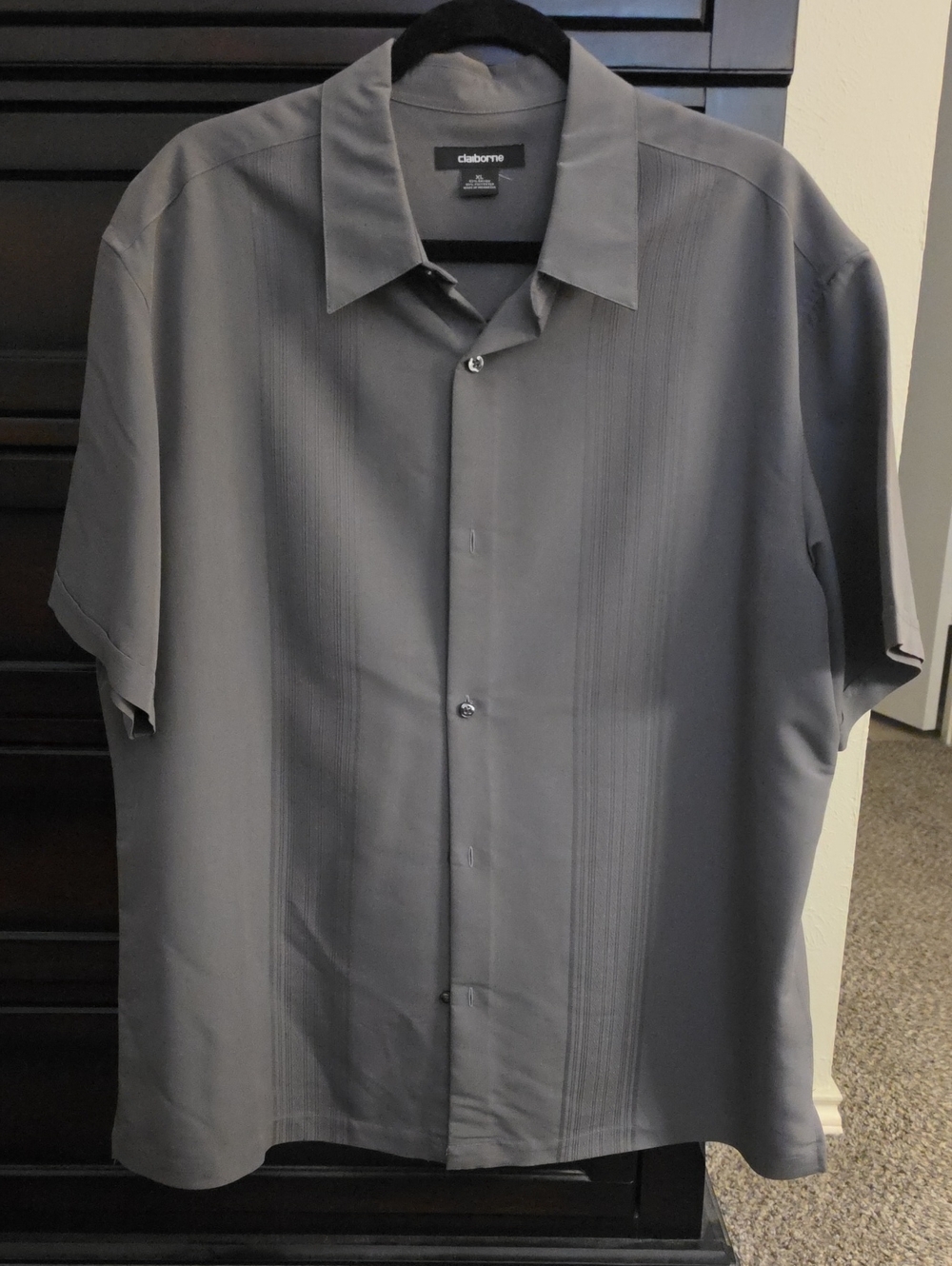 Claiborne Men's Short-Sleeve Dress Shirt in Charcoal